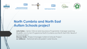 First slide of North Cumbria and North East Schools project