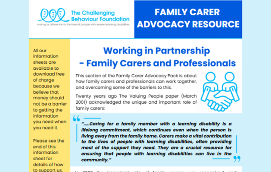Working in partnership – Family Carers and Professionals